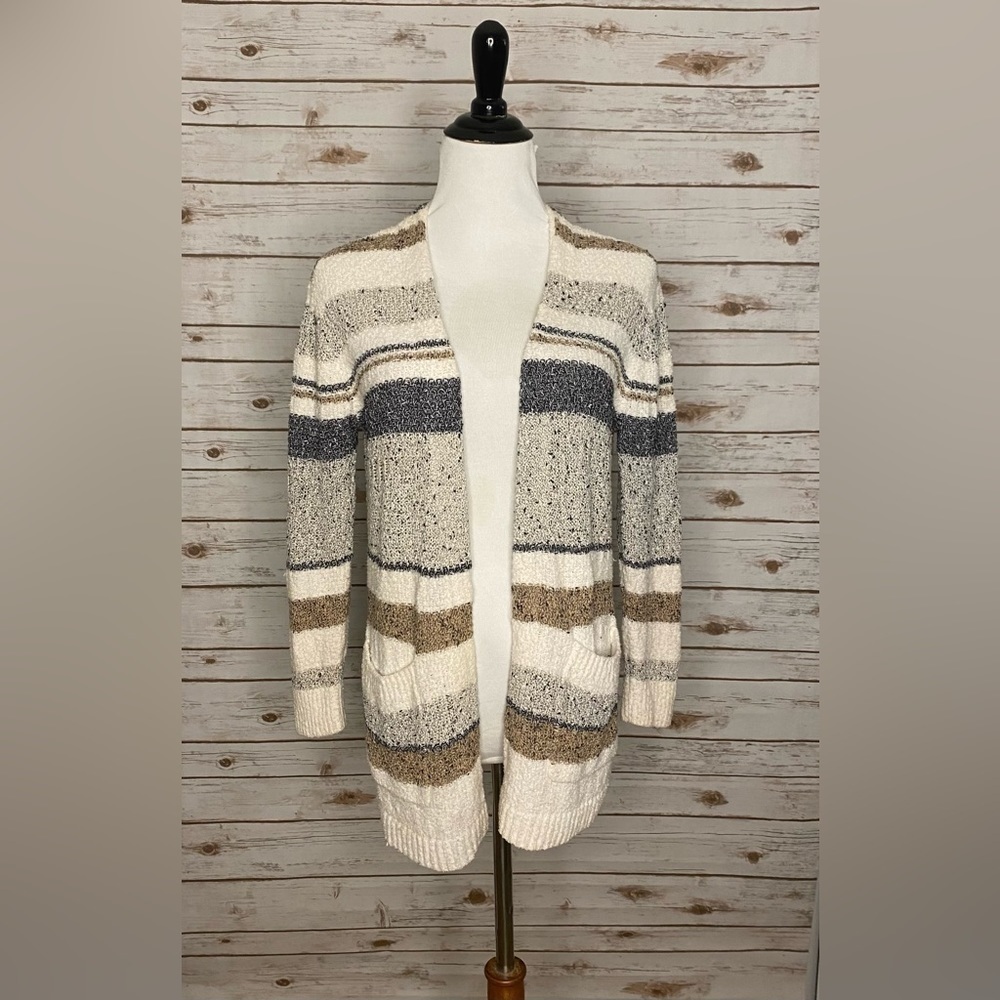 Caslon classic cream/multi-colored oversized open cardigan sweater Size XS